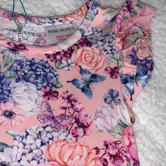 NWT Posh Peanut Lyric Ruffled Twirl Dress Pink Floral 3/4 - Picture 5 of 11